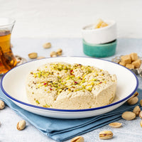 Tahini Halva mit Blumenmuster  mit Pistazien, Kakao und Natur 700 G